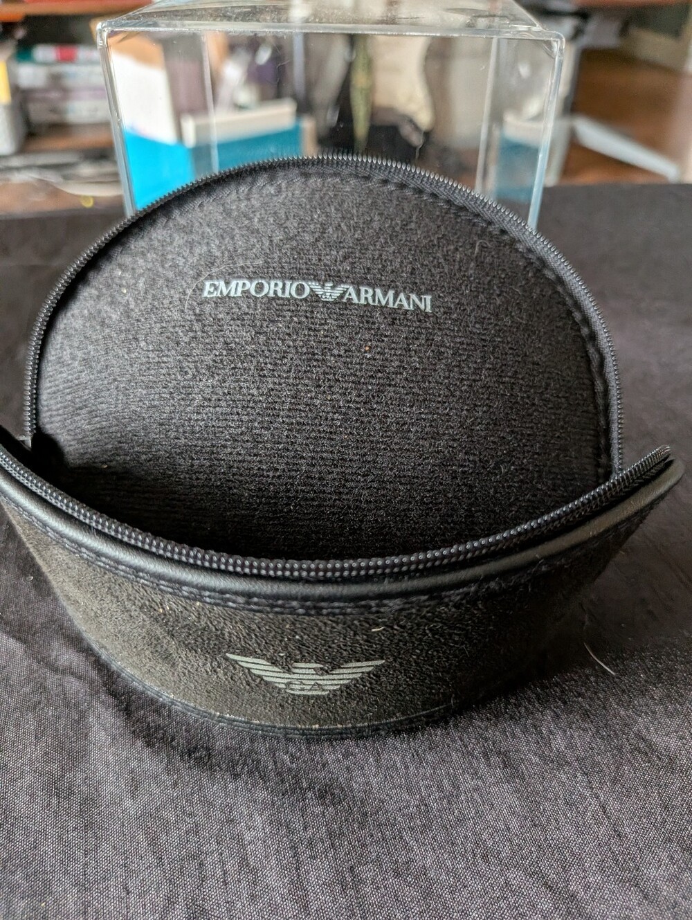Emporio Armani Black Neoprene Eyewear And Accessory Zippered Case